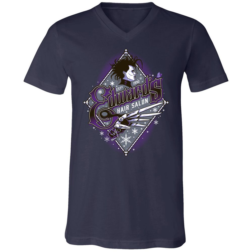 Unisex V-Neck T-Shirt - EXBDHJKM - Navy - 2