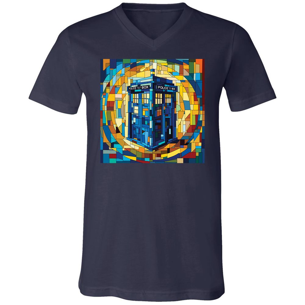 Unisex V-Neck T-Shirt - QHLQKJXY - Navy - 2