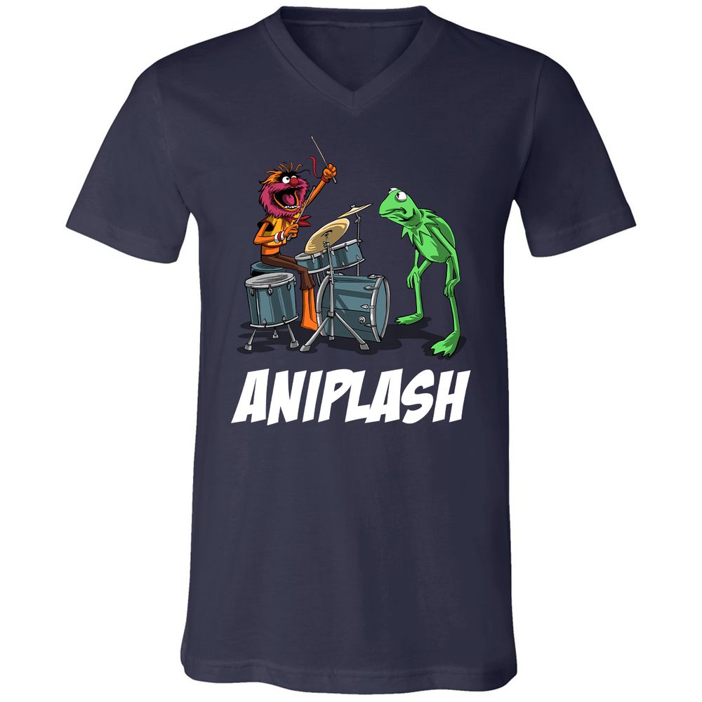 Unisex V-Neck T-Shirt - T6JSM8SV - Navy - 2