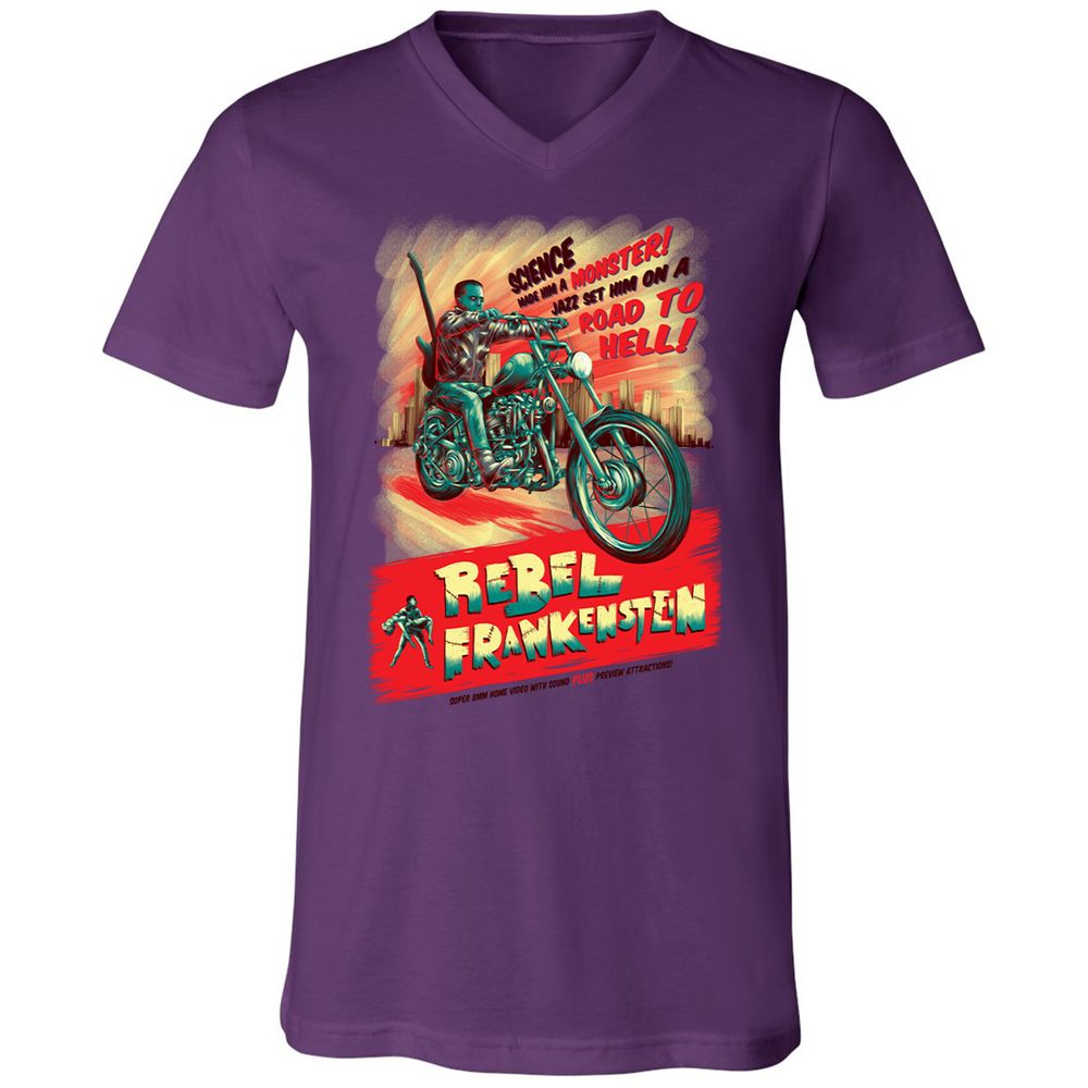 Unisex V-Neck T-Shirt - HRCUGJ5P - Team Purple - 2