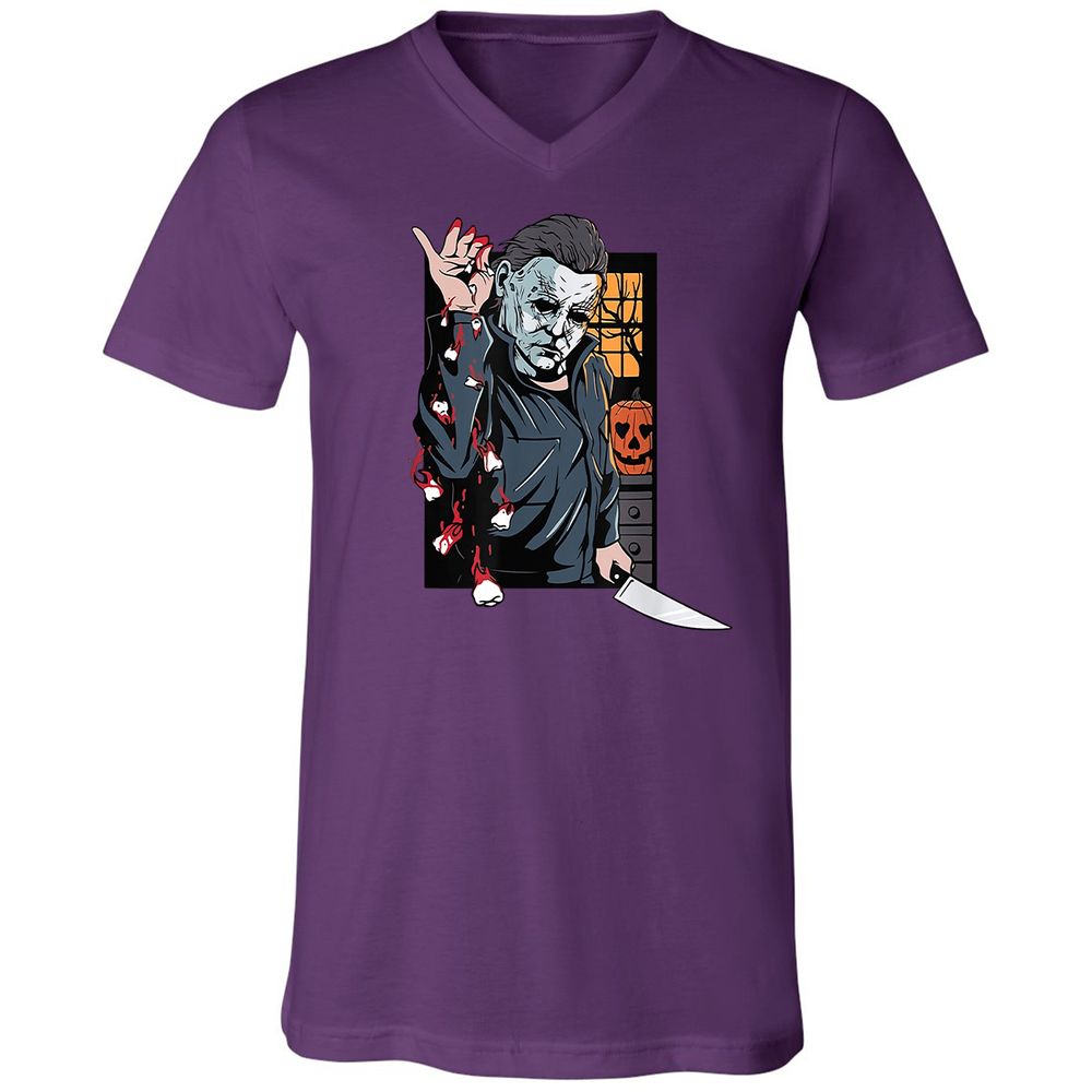 Unisex V-Neck T-Shirt - QGENDHGJ - Team Purple - 2