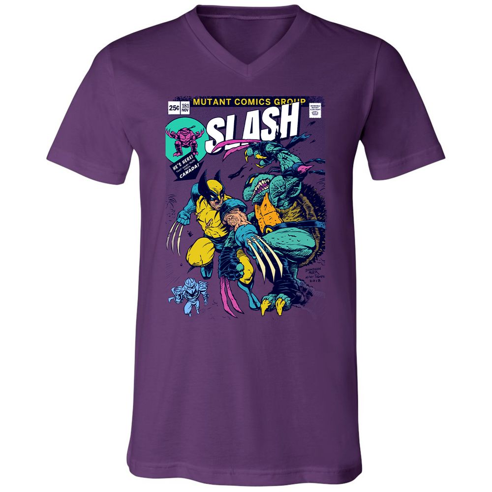 Unisex V-Neck T-Shirt - 9GPXKKDJ - Team Purple - 2