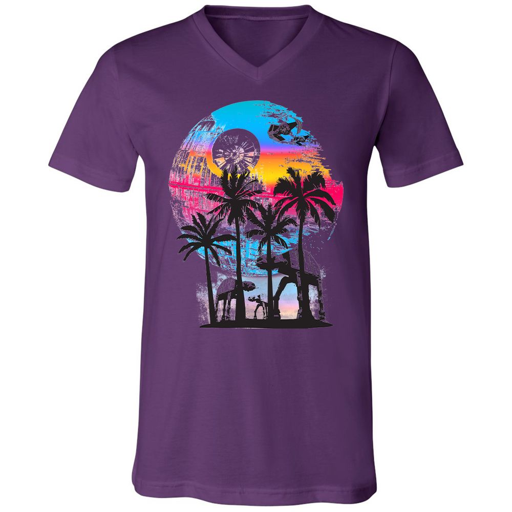 Unisex V-Neck T-Shirt - R7YBZ4DN - Team Purple - 2