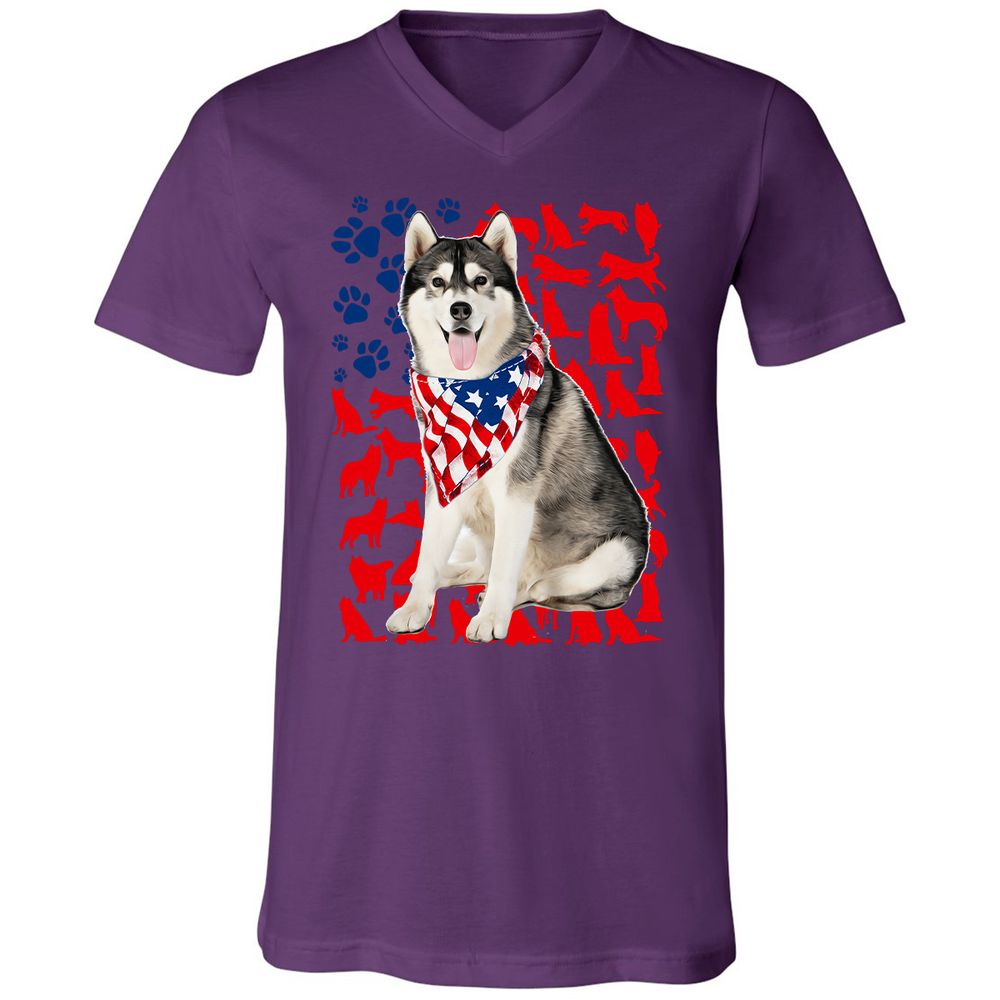 Unisex V-Neck T-Shirt - 7WALB3SP - Team Purple - 2