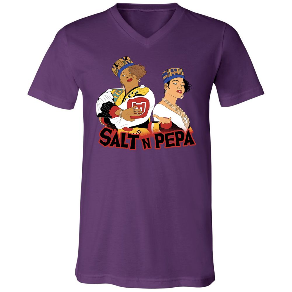 Unisex V-Neck T-Shirt - White - Team Purple - 2