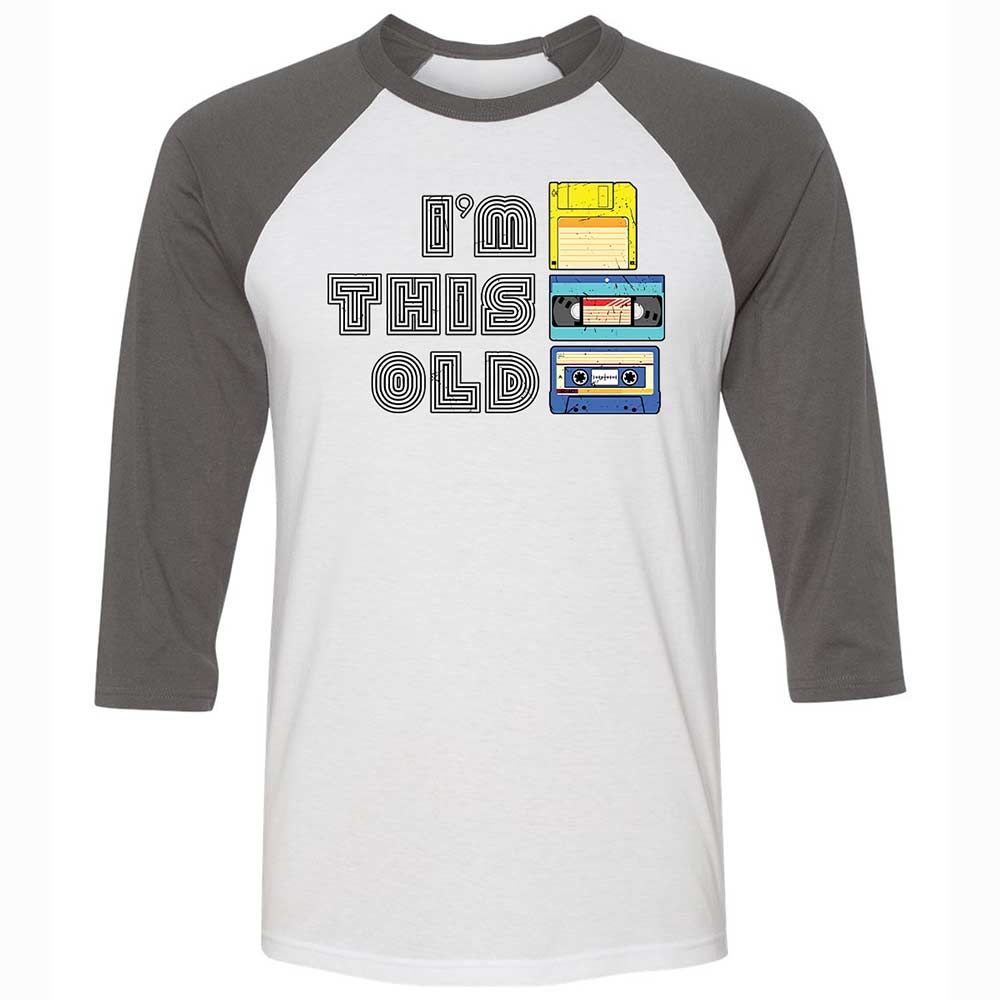 Unisex 3/4 Baseball Tee - Black - White/Asphalt - 2