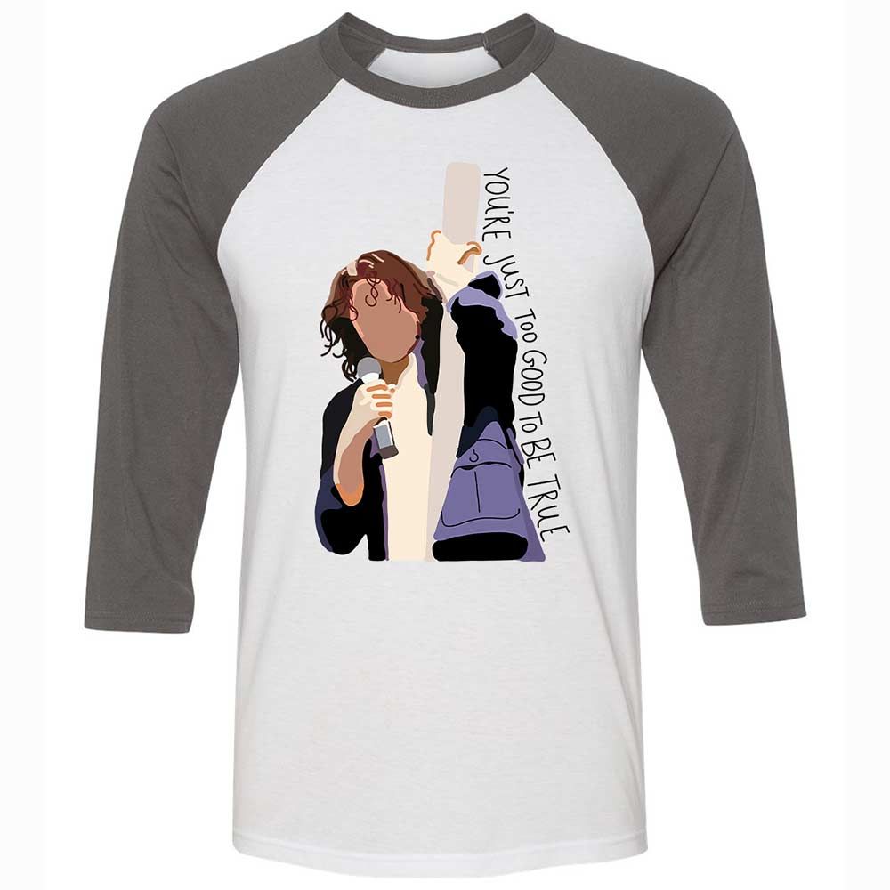 Unisex 3/4 Baseball Tee - N7BF6MUR - White/Asphalt - 2