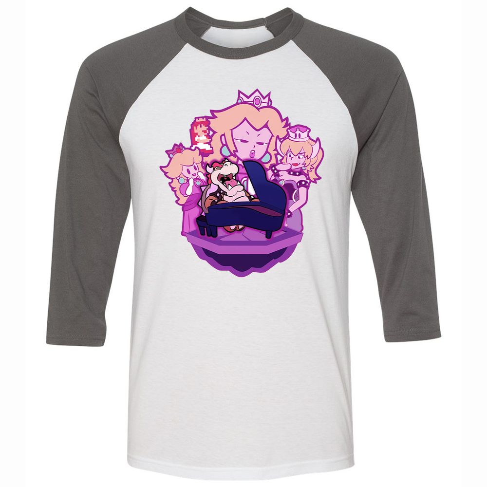 Unisex 3/4 Baseball Tee - URUNYGJ3 - White/Asphalt - 2