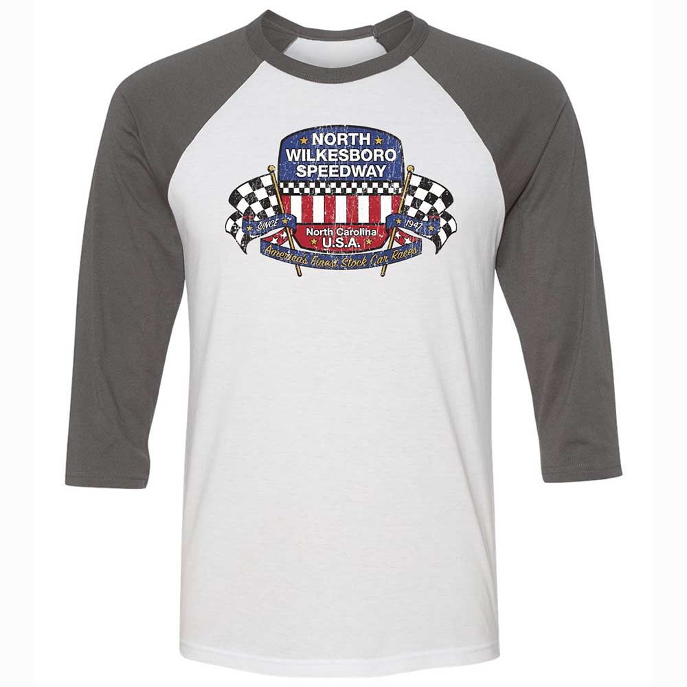Unisex 3/4 Baseball Tee - 85WRAU1F - White/Asphalt - 2