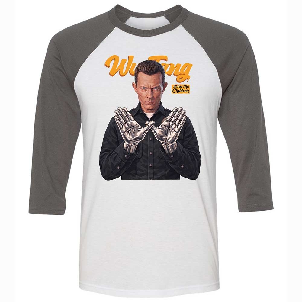 Unisex 3/4 Baseball Tee - Black - White/Asphalt - 2