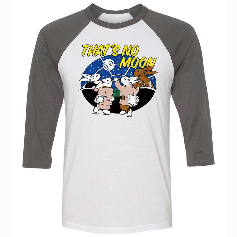 Unisex 3/4 Baseball Tee - White - White/Asphalt - 2