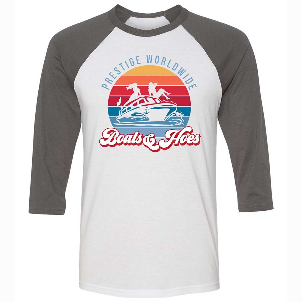 Unisex 3/4 Baseball Tee - M9C4R1F7 - White/Asphalt - 2