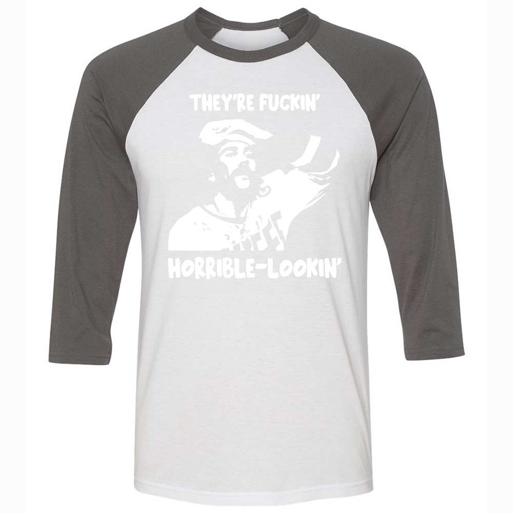 Unisex 3/4 Baseball Tee - DYE3NCBR - White/Asphalt - 2