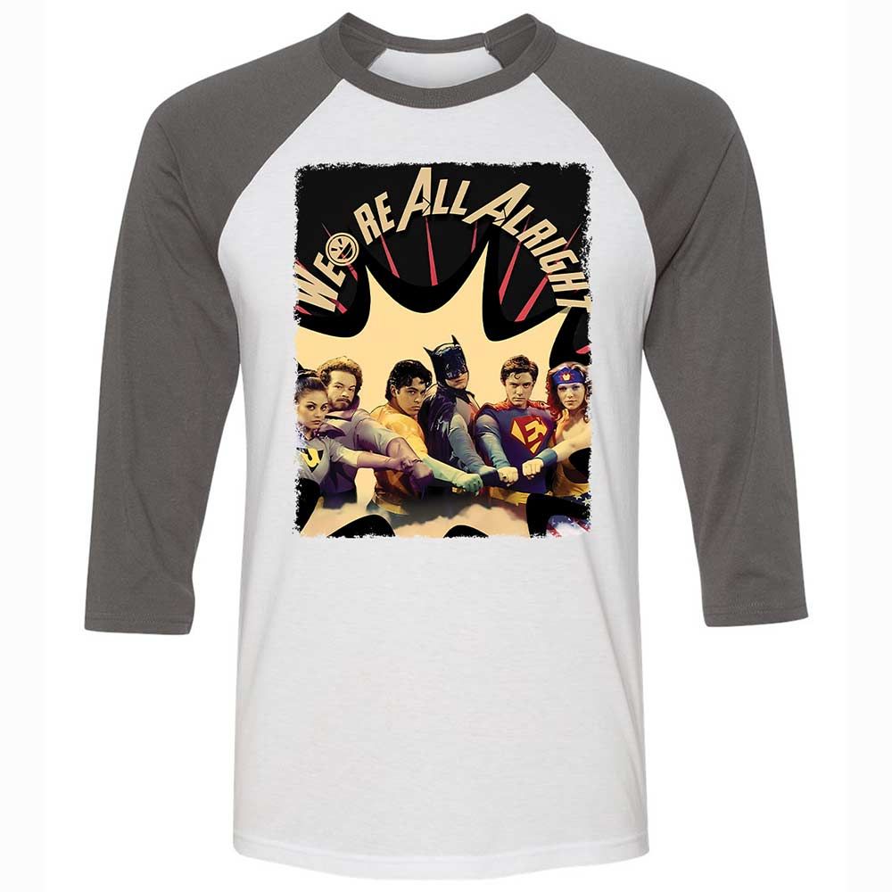 Unisex 3/4 Baseball Tee - J55144CC - White/Asphalt - 2