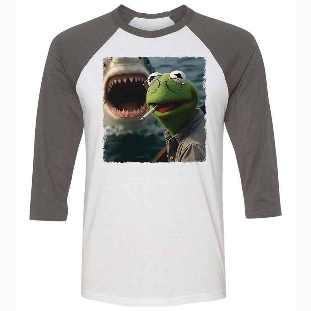 Unisex 3/4 Baseball Tee - 46L221WQ - White/Asphalt - 2