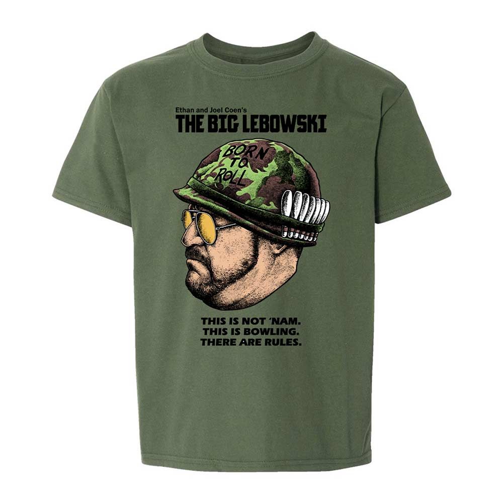 Kids T-Shirt - White - Military Green - 20