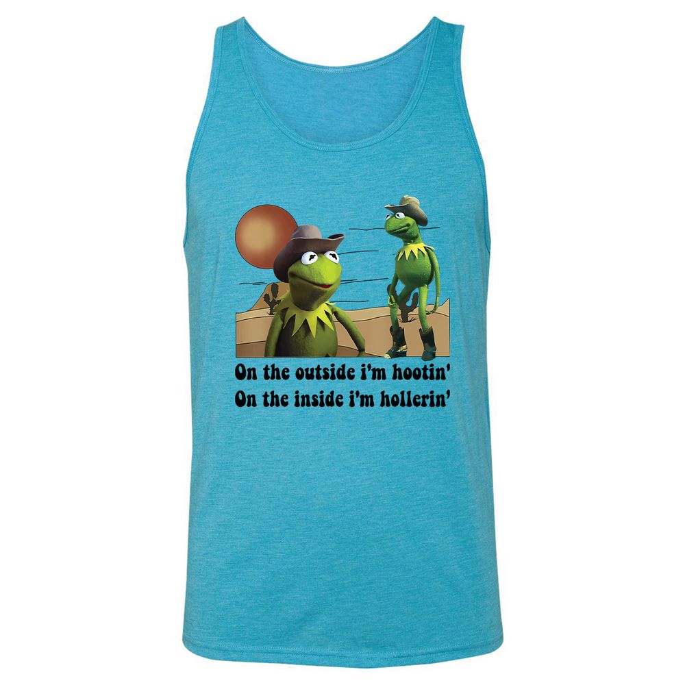 On the outside I'm hootin on the inside I'm hollerin - Aqua Triblend - 3