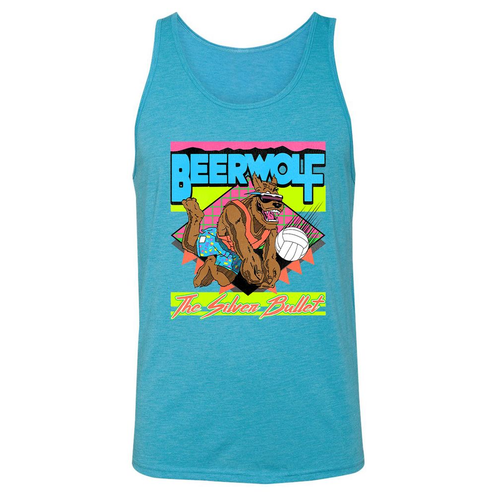 Retro Beach Wolf - Aqua Triblend - 3