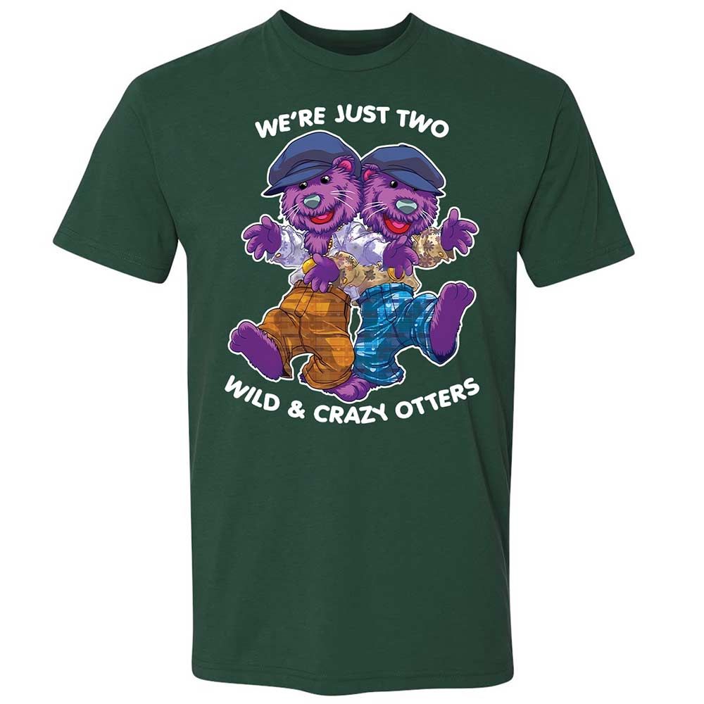Two wild & crazy otters - Forest Green - 3