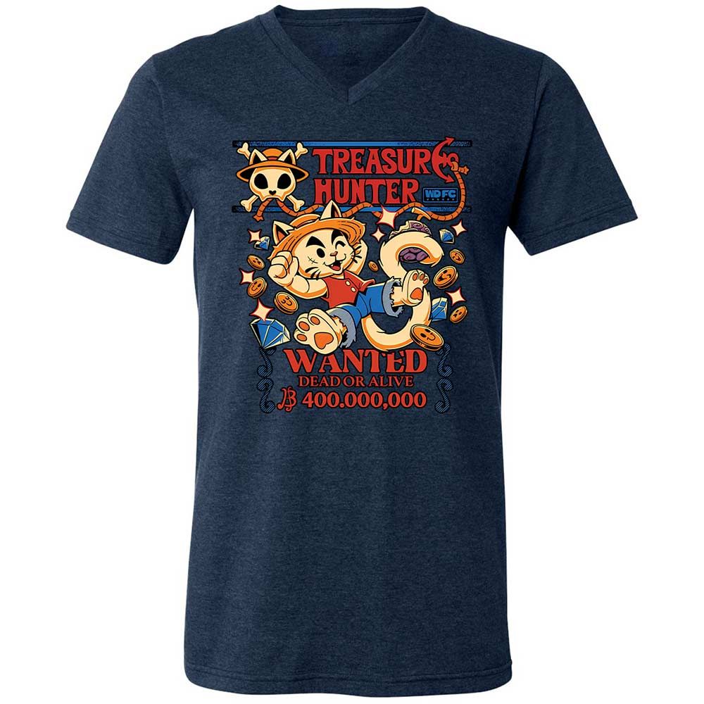 Unisex V-Neck T-Shirt - URXZNLMV - Heather Navy - 3