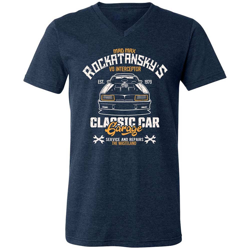 Unisex V-Neck T-Shirt - RN6ZEVTQ - Heather Navy - 3