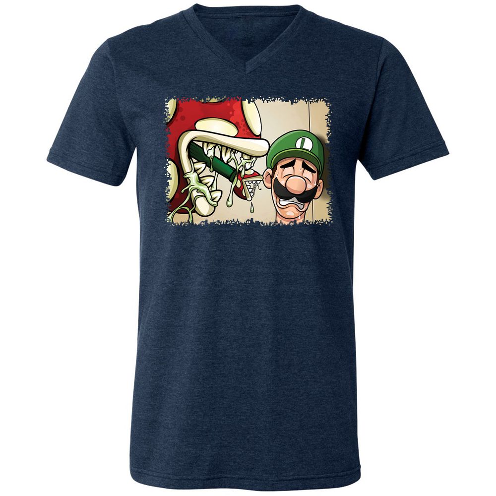 Unisex V-Neck T-Shirt - XJW8PZVB - Heather Navy - 3