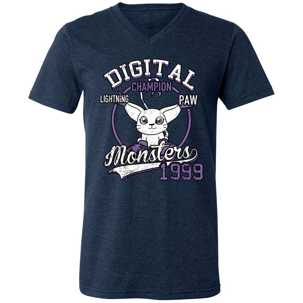 Unisex V-Neck T-Shirt - PQGXRYLZ - Heather Navy - 3
