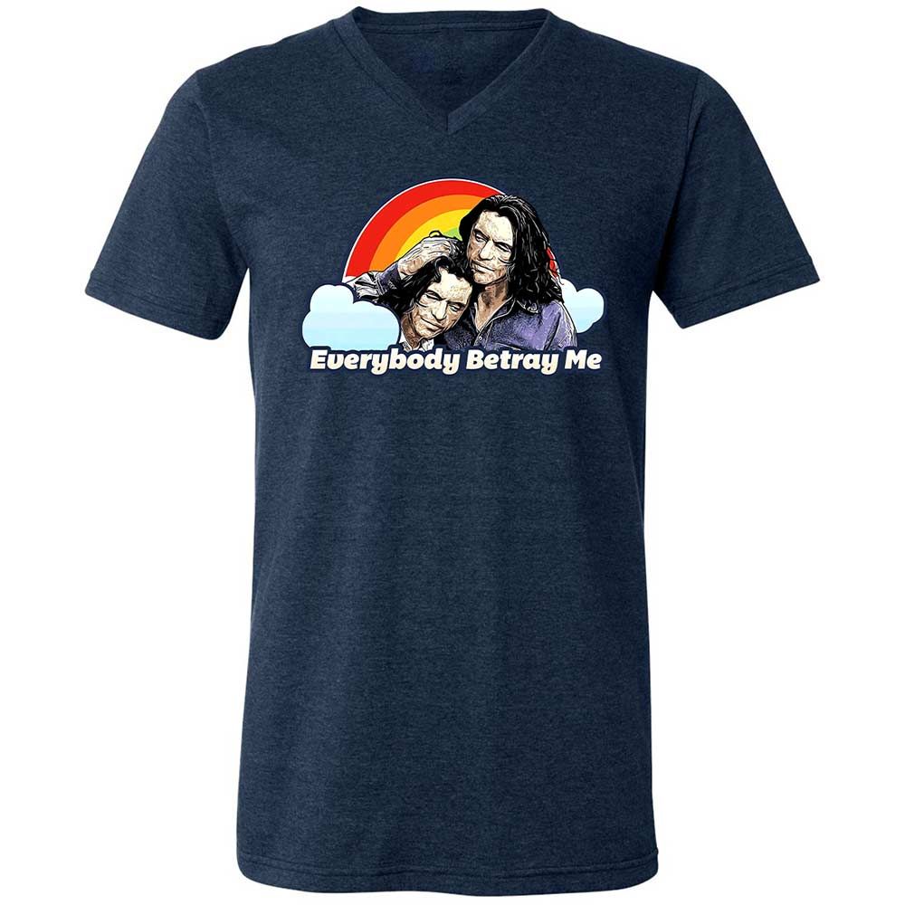 Unisex V-Neck T-Shirt - CZCXWZ7F - Heather Navy - 3