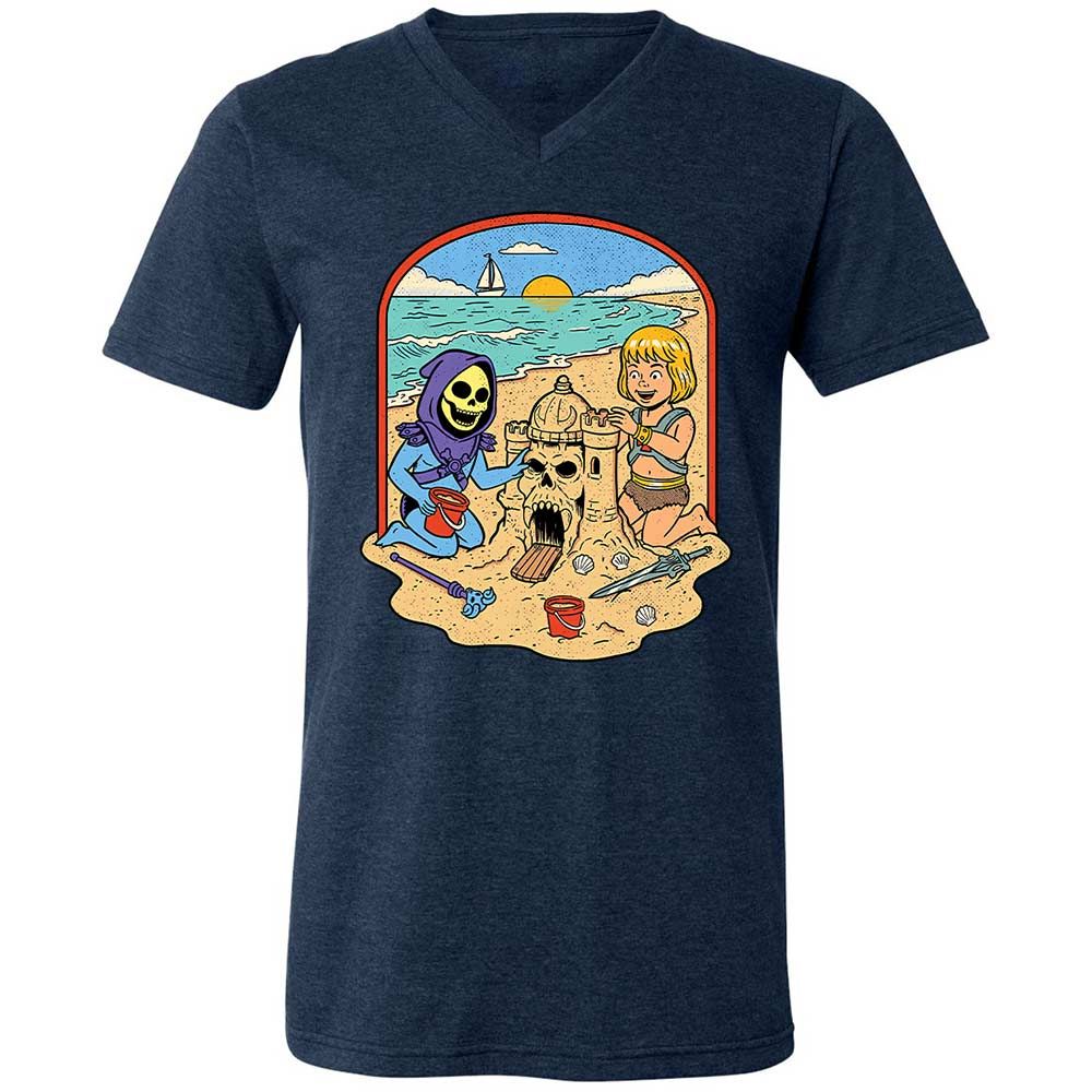 Unisex V-Neck T-Shirt - 4QX3H2ES - Heather Navy - 3