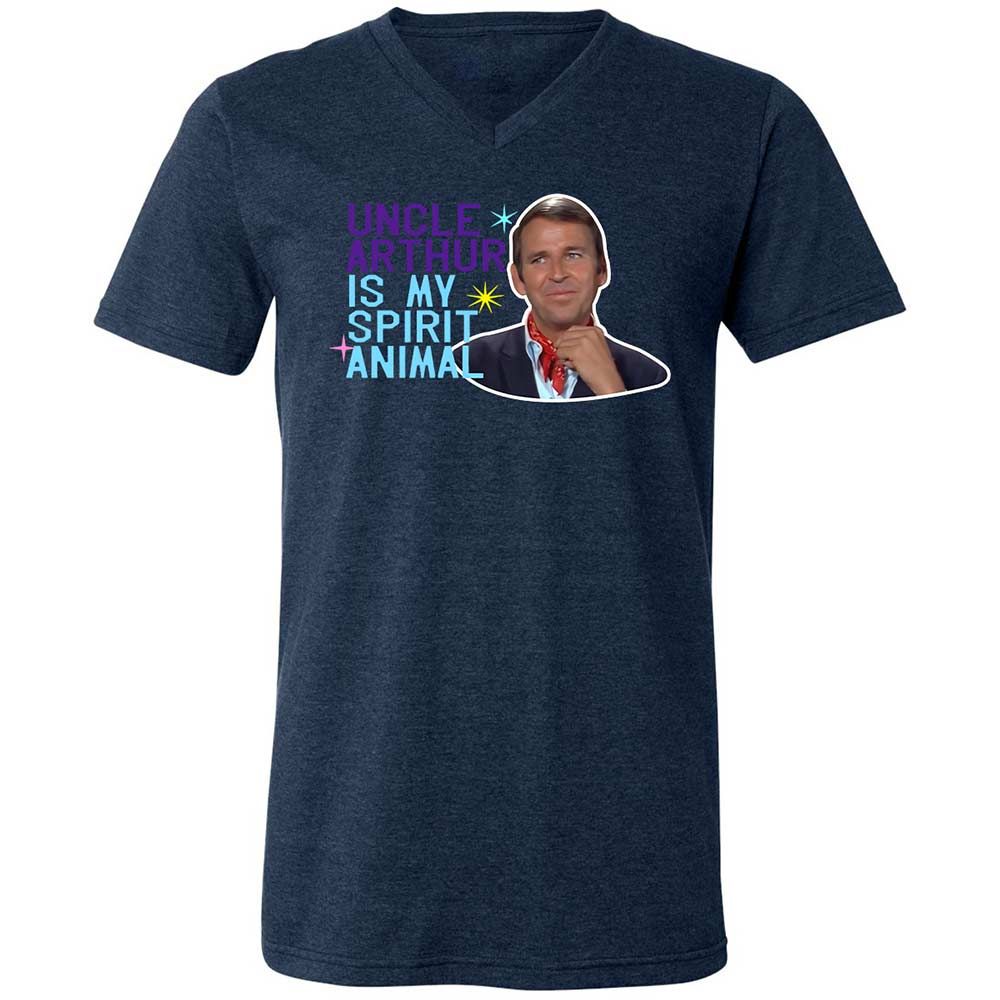 Unisex V-Neck T-Shirt - QBVG3XTZ - Heather Navy - 3