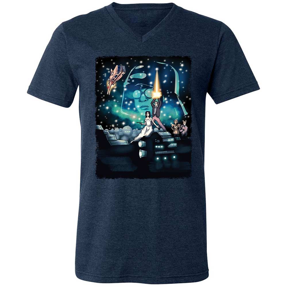 Unisex V-Neck T-Shirt - 5JEGZ8H2 - Heather Navy - 3