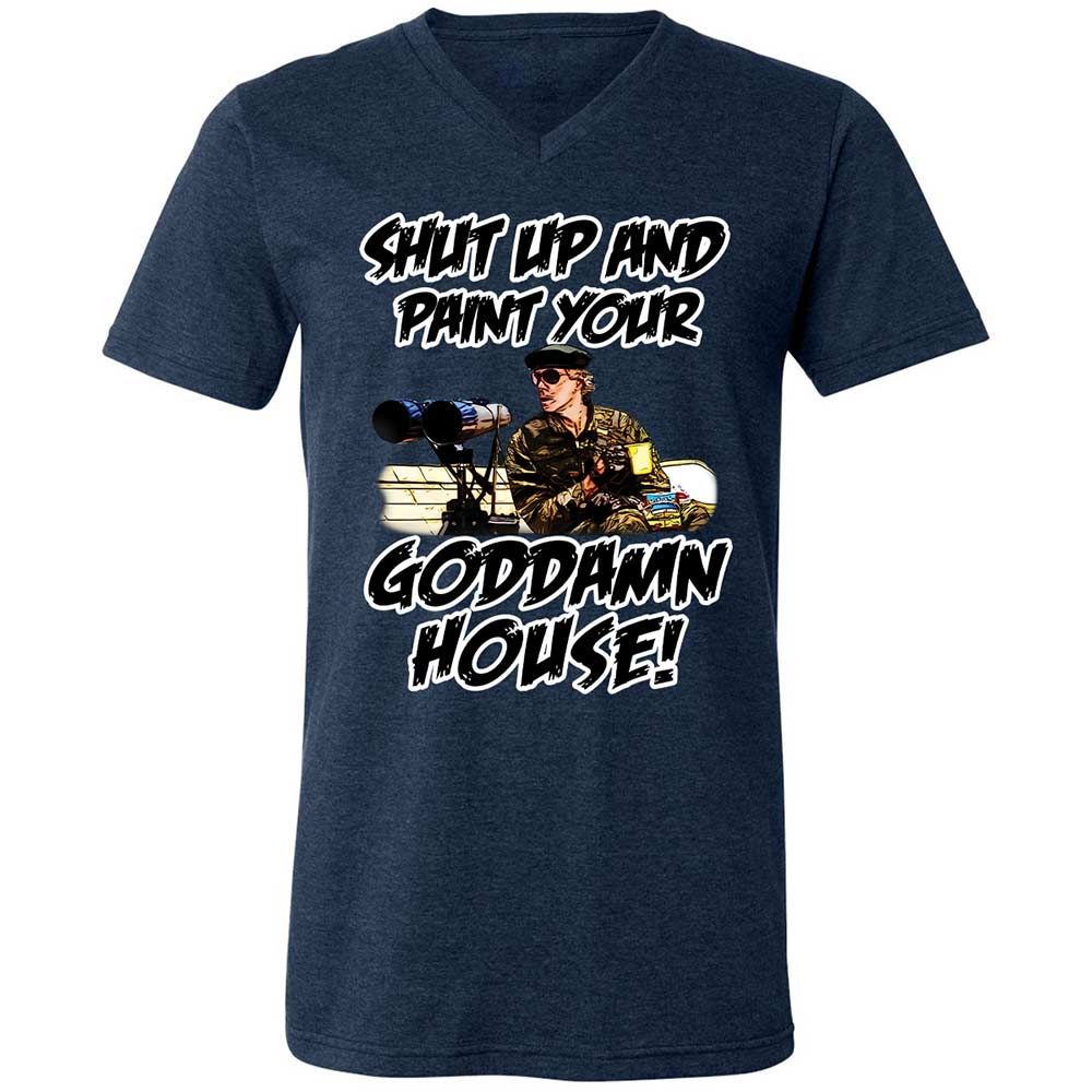 Unisex V-Neck T-Shirt - NLG8AXJN - Heather Navy - 3
