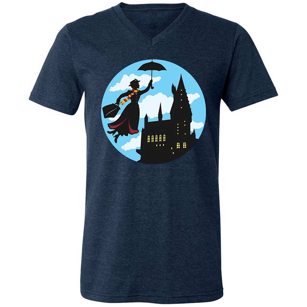 Unisex V-Neck T-Shirt - PAEVQAQF - Heather Navy - 3