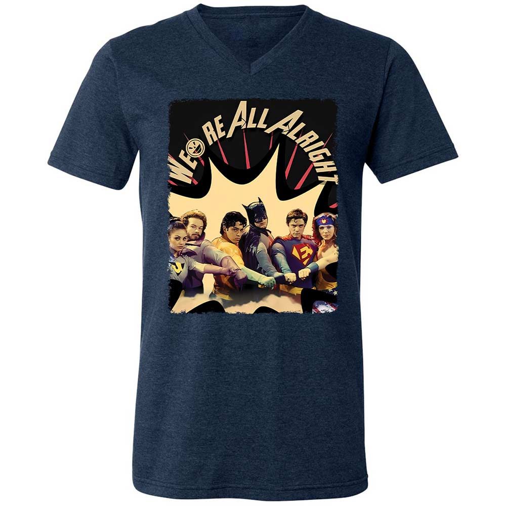 Unisex V-Neck T-Shirt - 6RKPQVZM - Heather Navy - 3