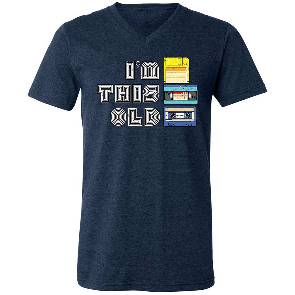 Unisex V-Neck T-Shirt - Black - Heather Navy - 3