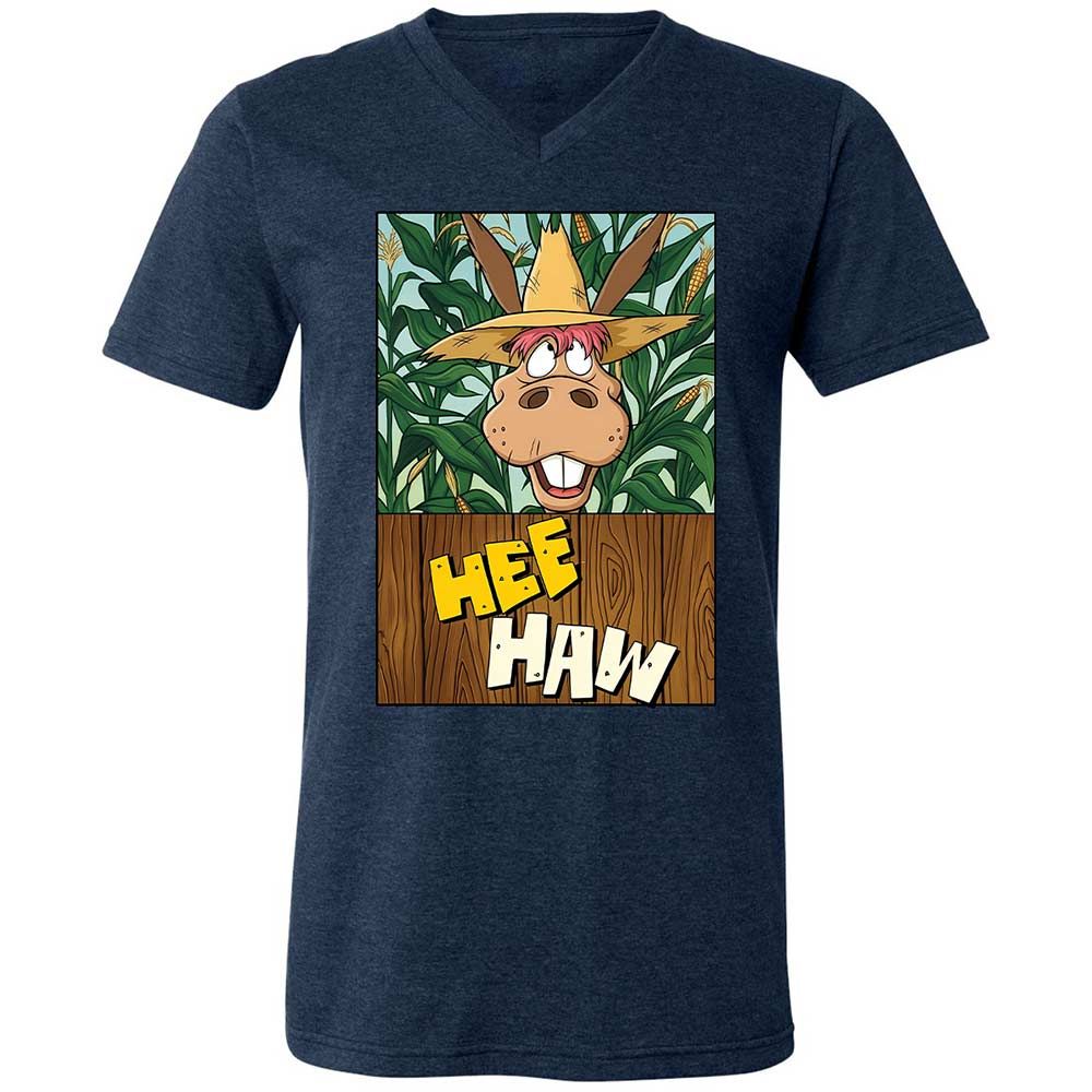 Unisex V-Neck T-Shirt - Z6A4QTDY - Heather Navy - 3