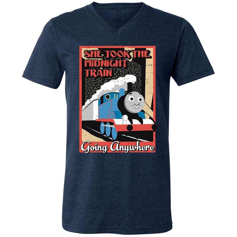 Unisex V-Neck T-Shirt - 4FNZSVWU - Heather Navy - 3