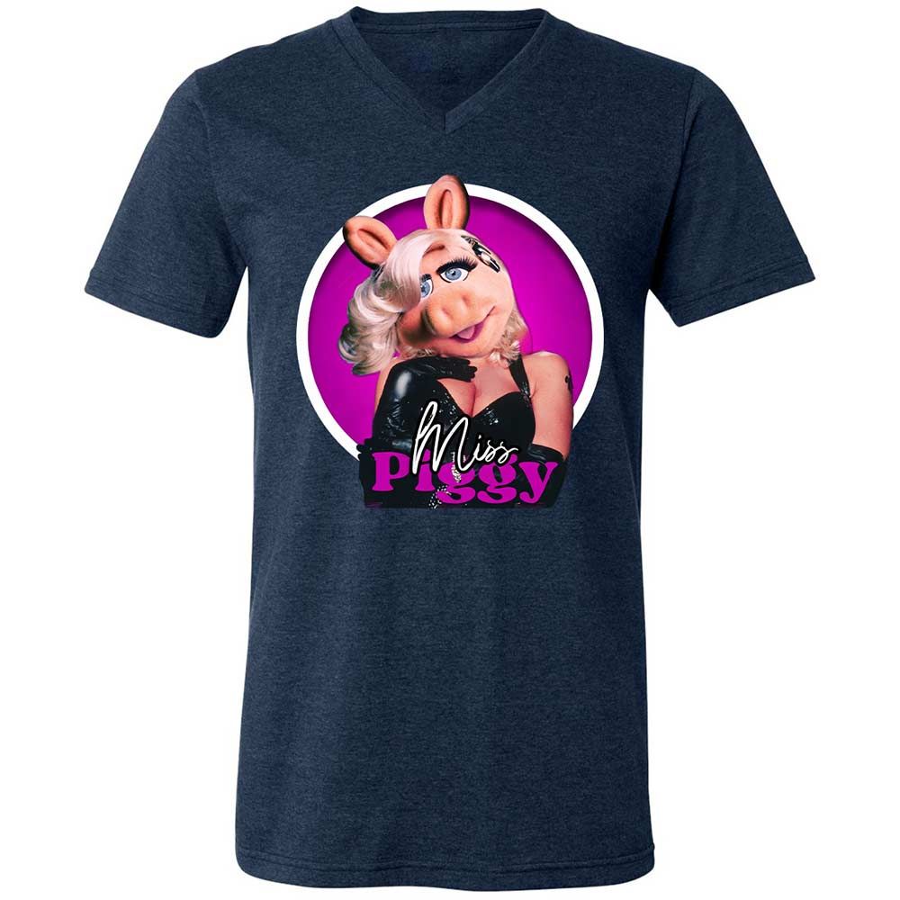 Unisex V-Neck T-Shirt - 8G4XCMEK - Heather Navy - 3