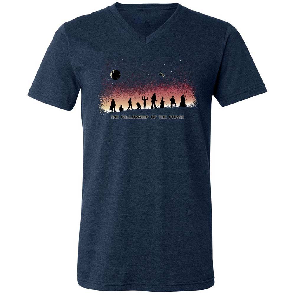 Unisex V-Neck T-Shirt - GEMM24Z9 - Heather Navy - 3