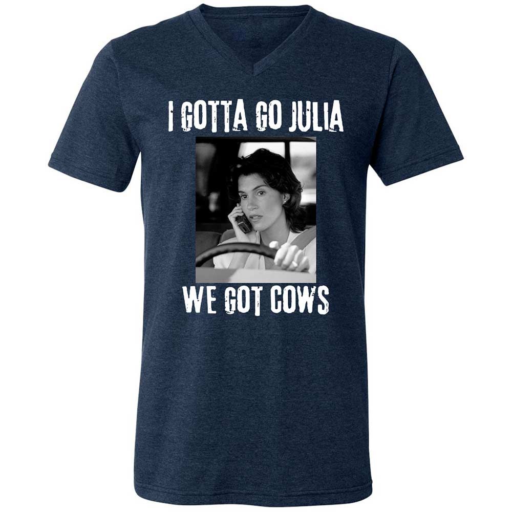 Unisex V-Neck T-Shirt - FUJ8YD6Q - Heather Navy - 3