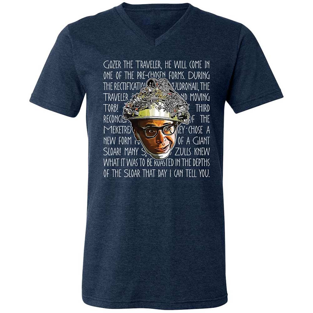 Unisex V-Neck T-Shirt - W1X6DM6J - Heather Navy - 3