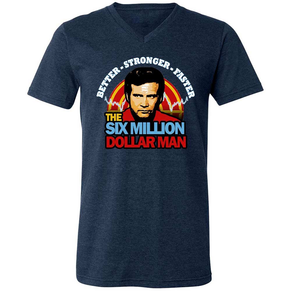 Unisex V-Neck T-Shirt - QSMJH3KN - Heather Navy - 3
