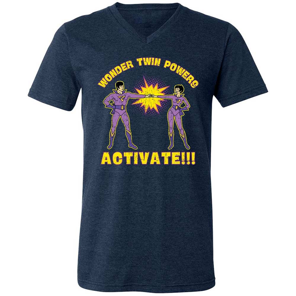 Unisex V-Neck T-Shirt - UQPFUBGY - Heather Navy - 3