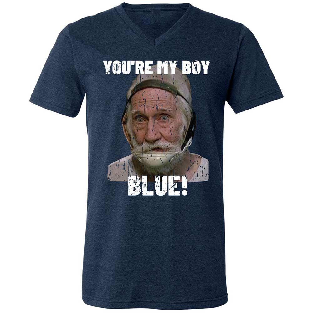 Unisex V-Neck T-Shirt - HZZF7MGV - Heather Navy - 3