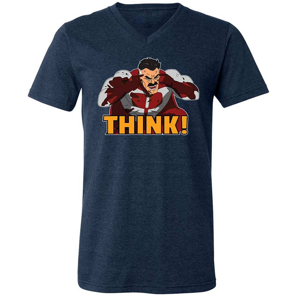 Unisex V-Neck T-Shirt - R68FZMJJ - Heather Navy - 3