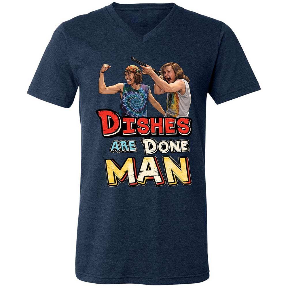 Unisex V-Neck T-Shirt - 3UWU8M86 - Heather Navy - 3