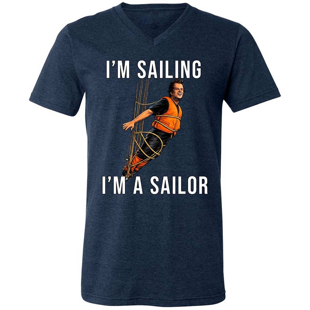 Unisex V-Neck T-Shirt - 3K1K1XGT - Heather Navy - 3