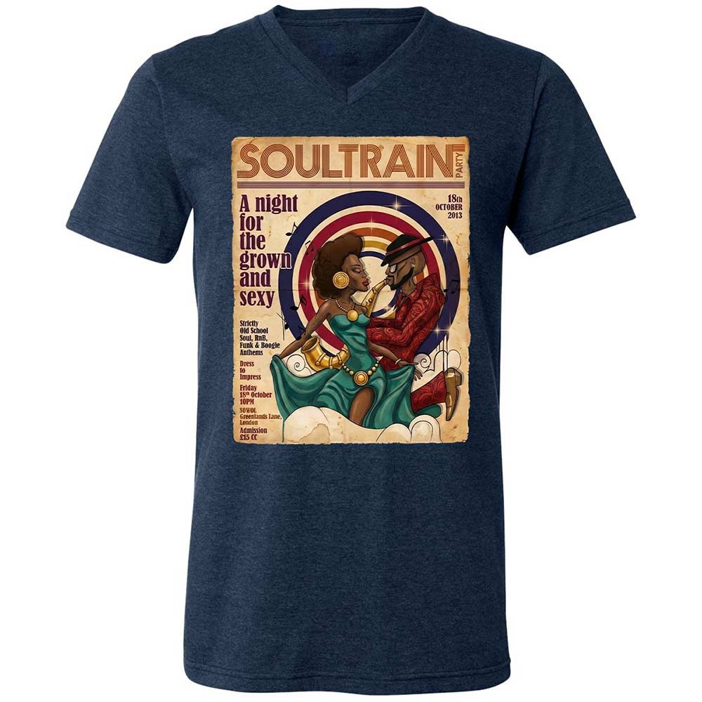 Unisex V-Neck T-Shirt - H2P2D4DT - Heather Navy - 3