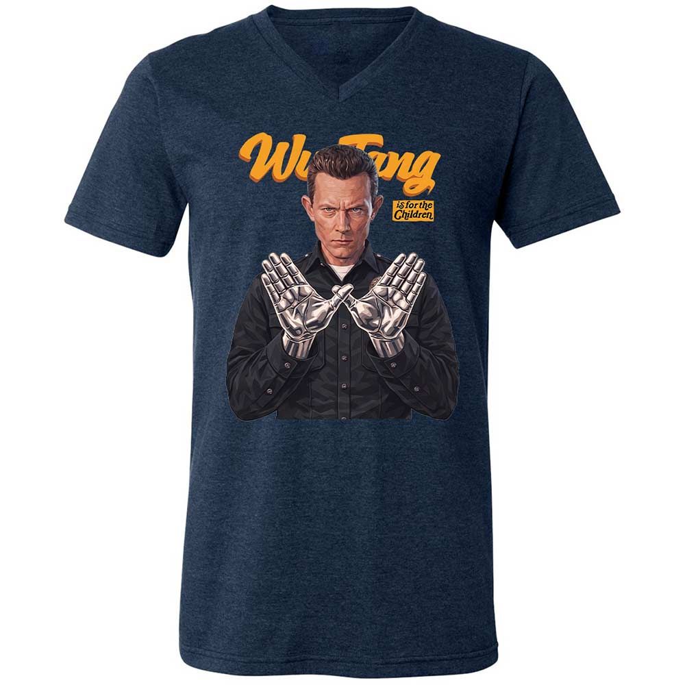 Unisex V-Neck T-Shirt - Black - Heather Navy - 3