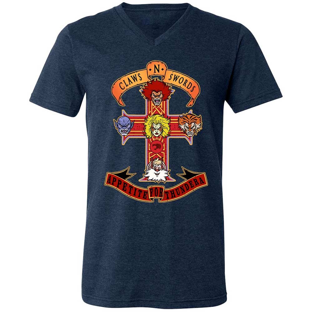Unisex V-Neck T-Shirt - N34D6KRC - Heather Navy - 3